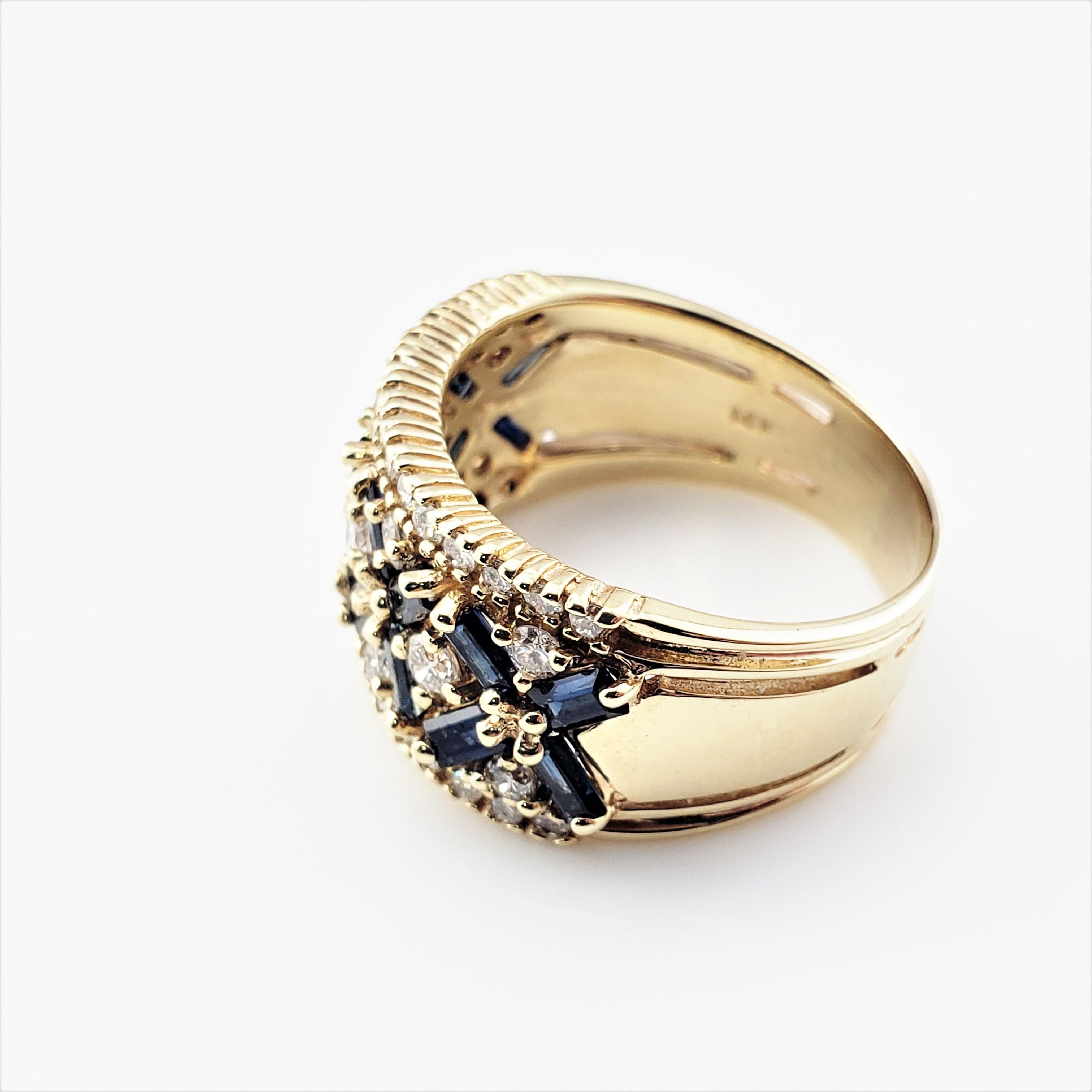 Brilliant Cut 14 Karat Yellow Gold Sapphire and Diamond Ring For Sale