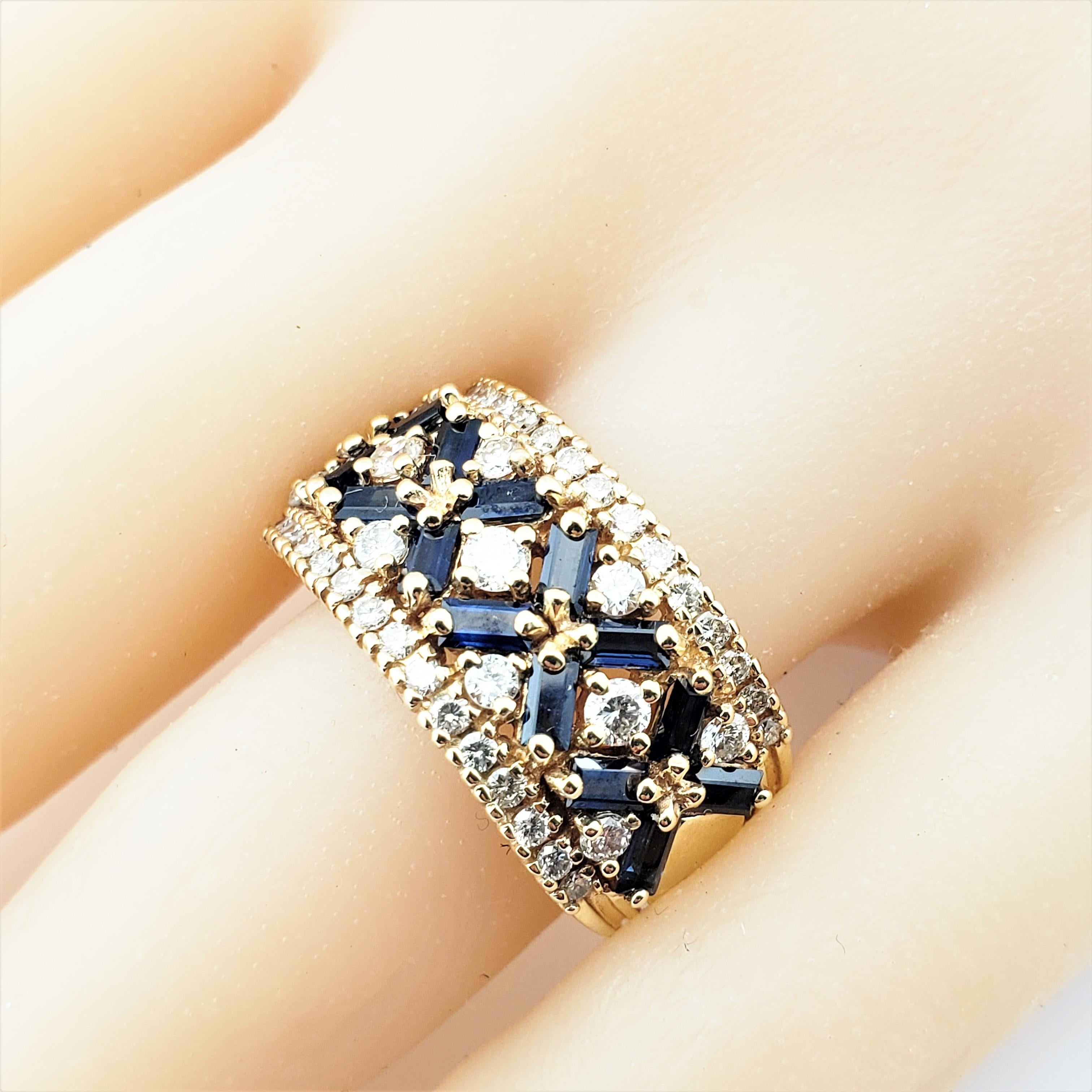 14 Karat Yellow Gold Sapphire and Diamond Ring For Sale 3