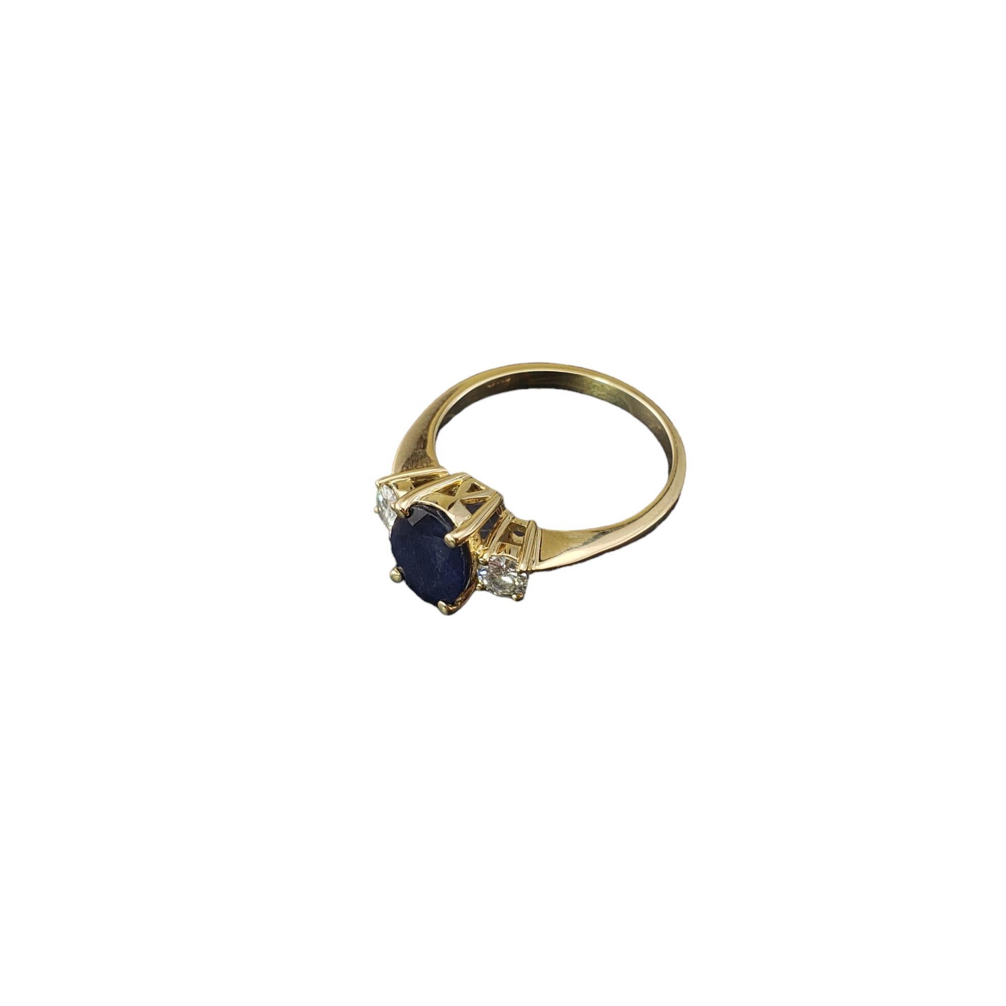 Oval Cut 14 Karat Yellow Gold Sapphire and Diamond Ring Size 9.5  #17920 For Sale