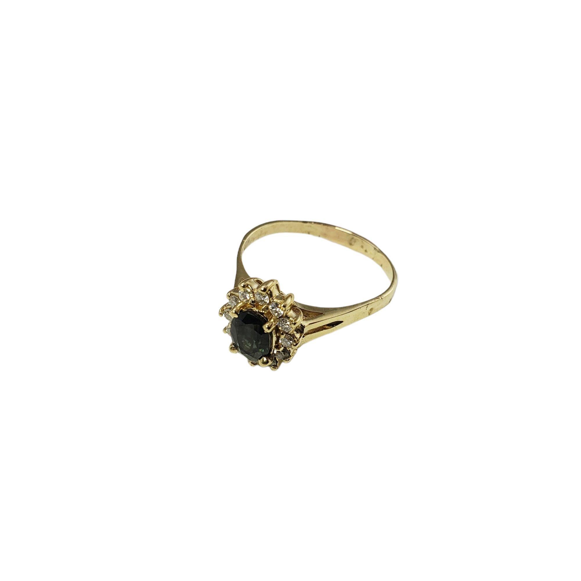 14 Karat Yellow Gold Natural Sapphire and Diamond Ring For Sale 2