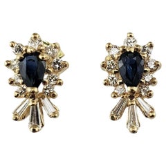 Orecchini con zaffiro e diamante in oro giallo 14 carati  #19737
