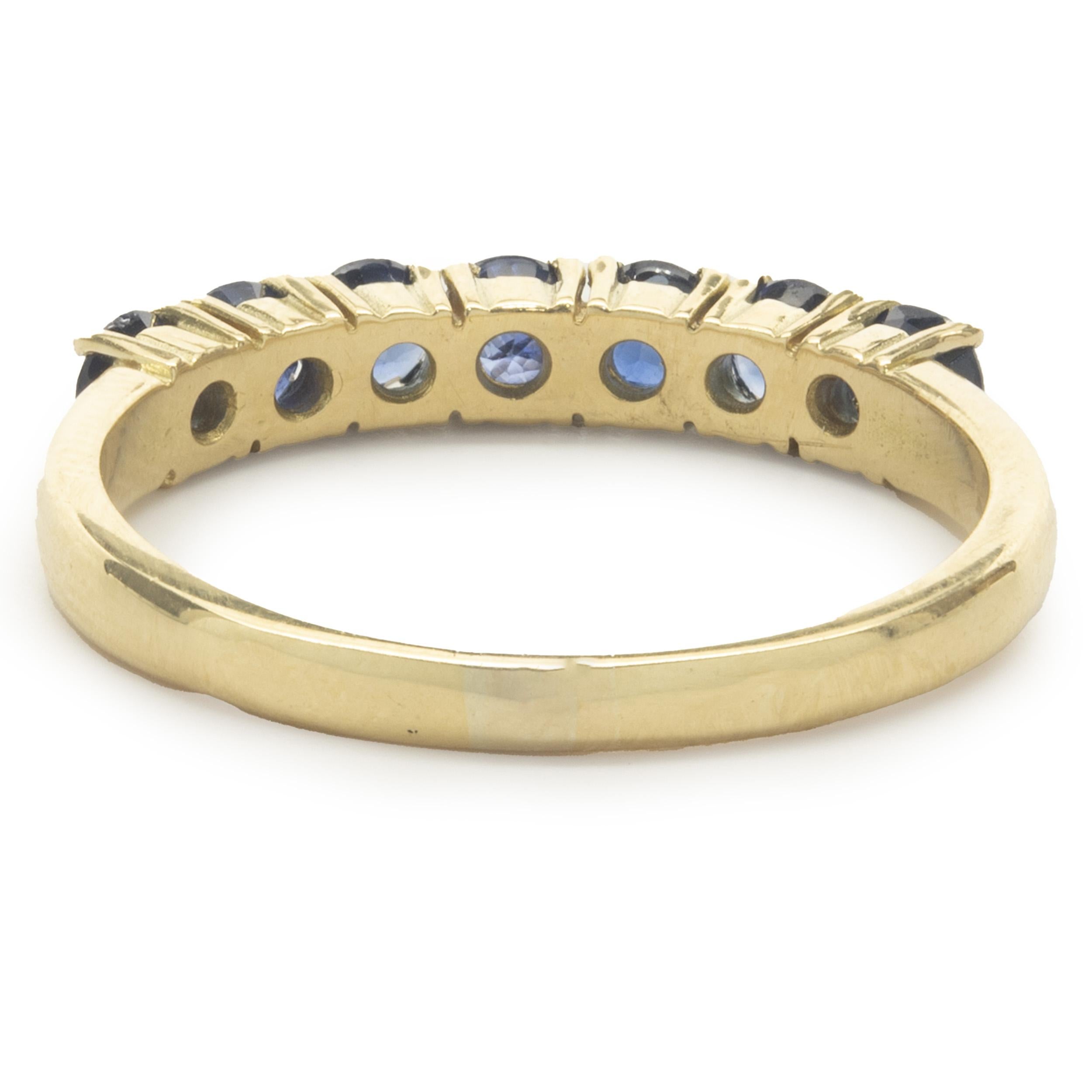 Round Cut 14 Karat Yellow Gold Sapphire Band For Sale