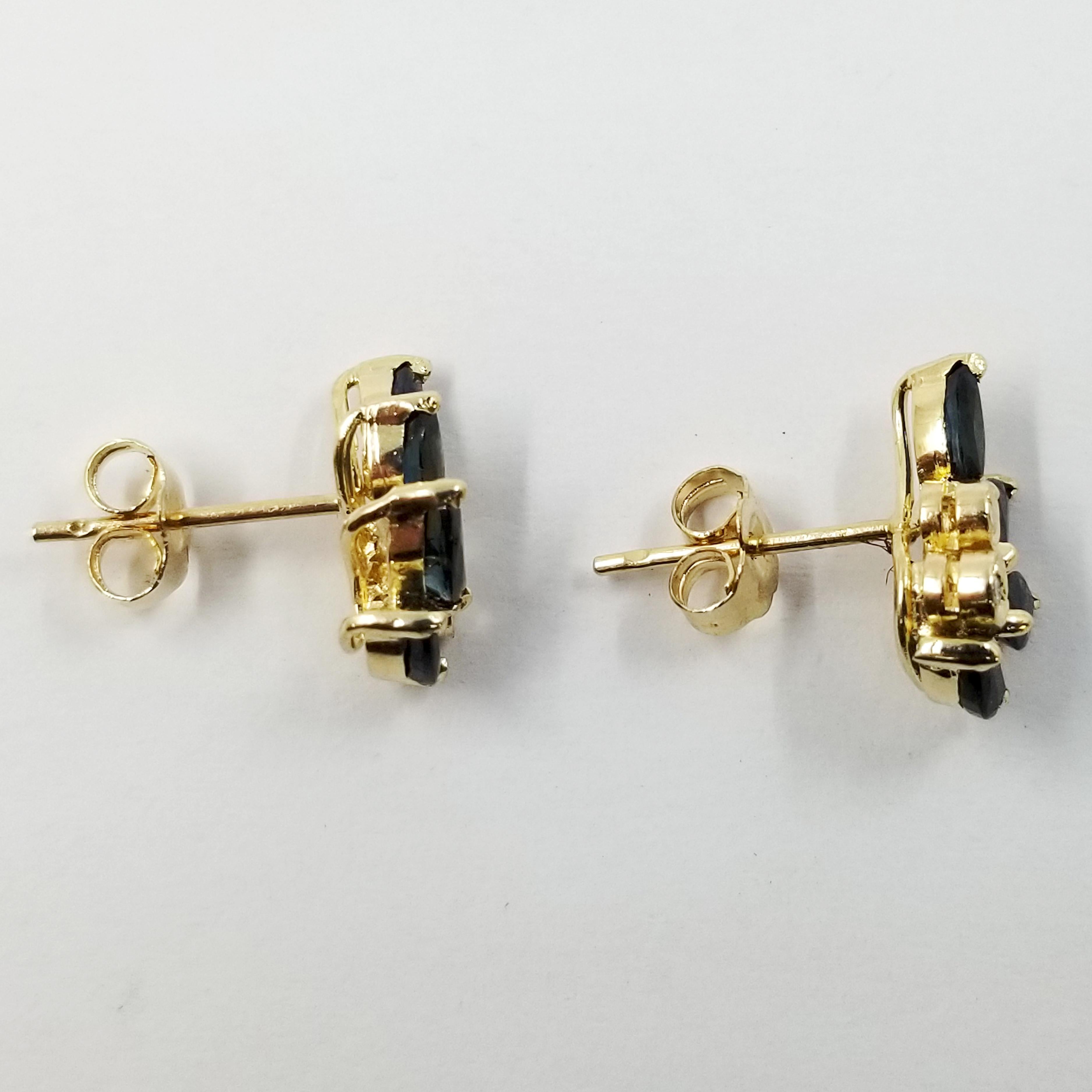 Marquise Cut 14 Karat Yellow Gold Sapphire and Diamond Ear Crawlers