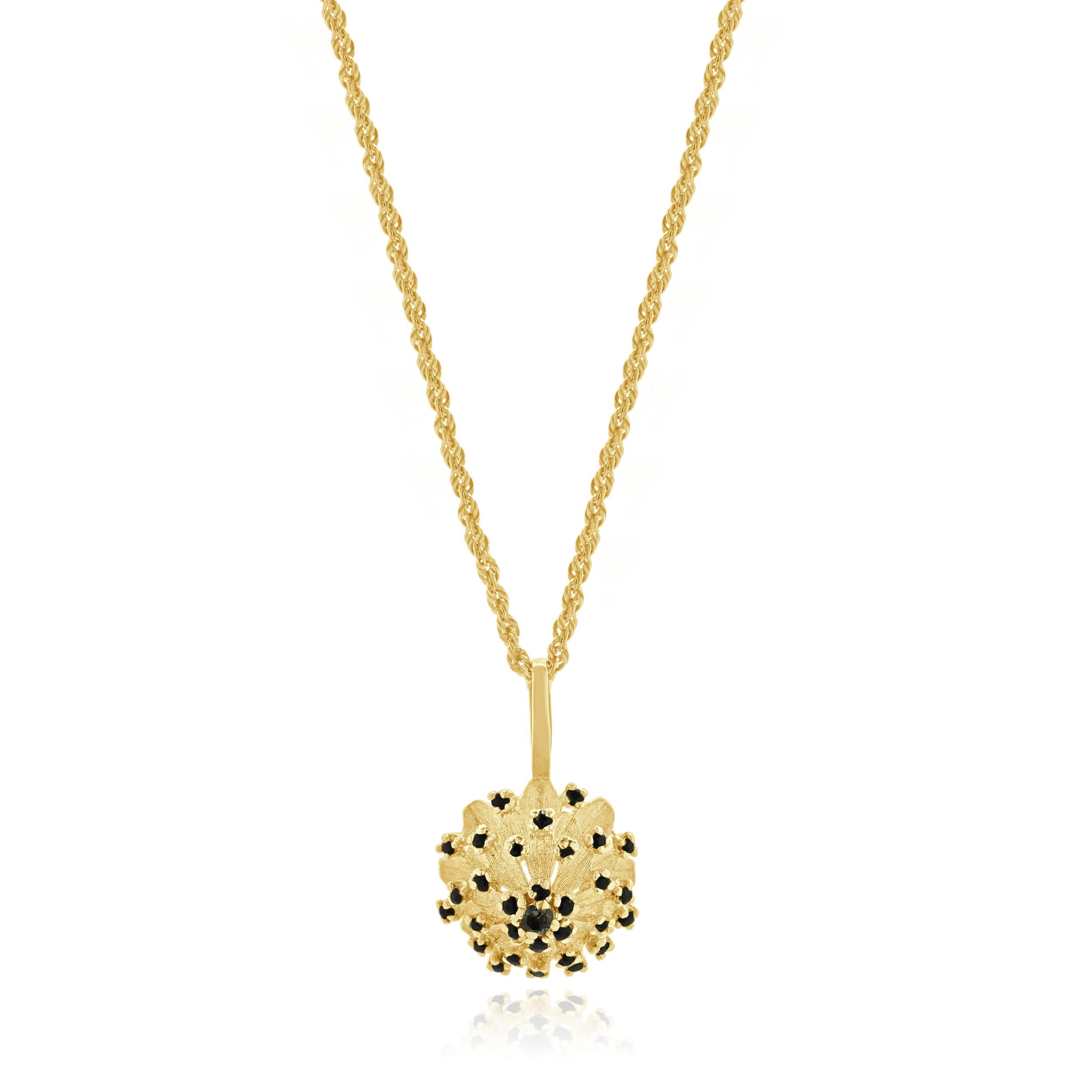 Collana con fiori di zaffiro e diamante in oro giallo 14 carati