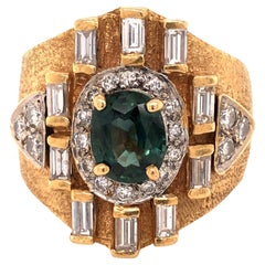 14 Karat Yellow Gold Sapphire Diamond Ring