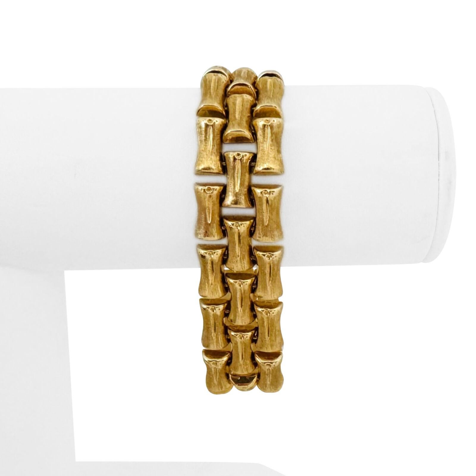 14k Gelbgold 36,5g Satin Finish 17mm Bambus Link Armband Italien 7