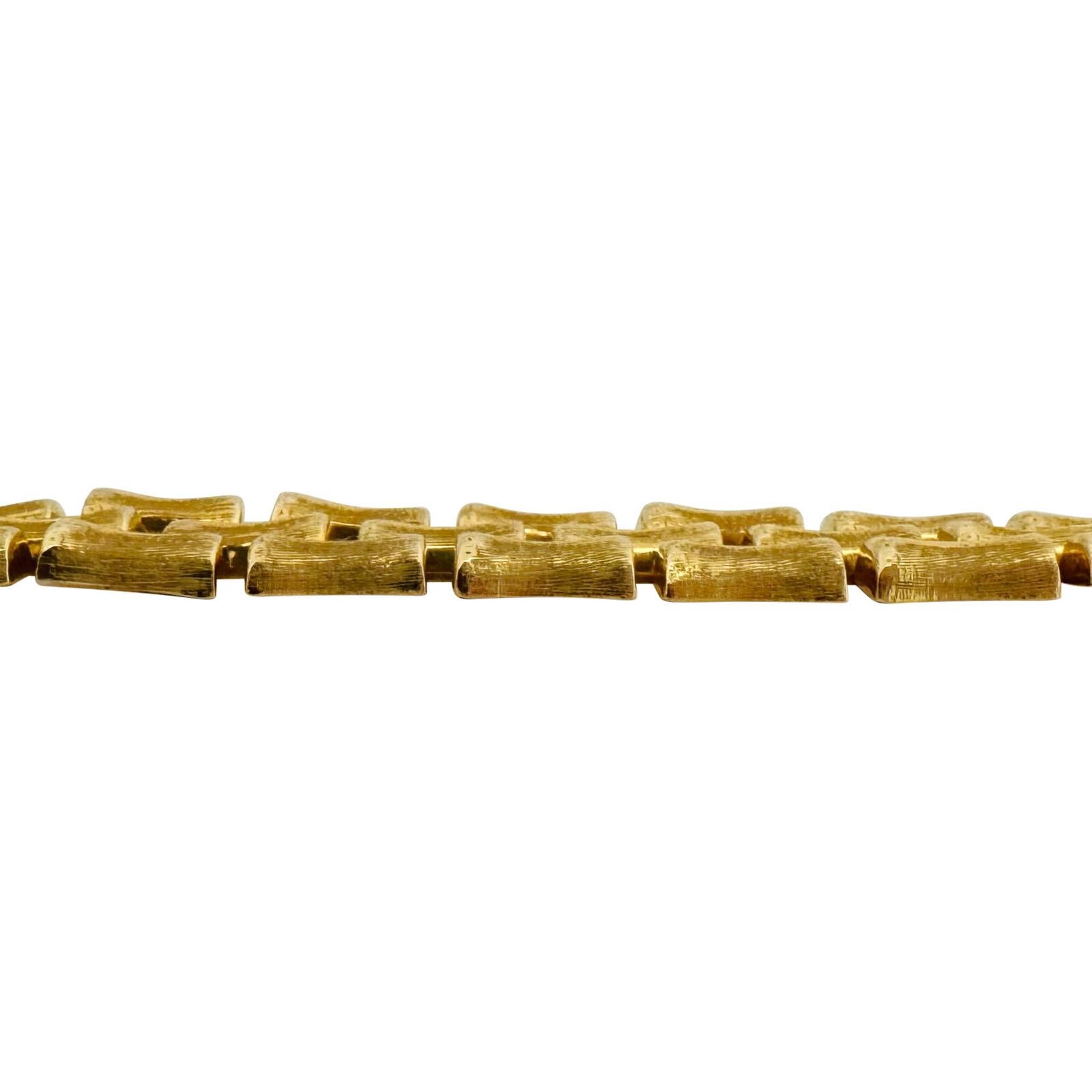 14 Karat Gelbgold Satin Finish Bambus Gliederarmband Italien im Zustand „Gut“ in Guilford, CT