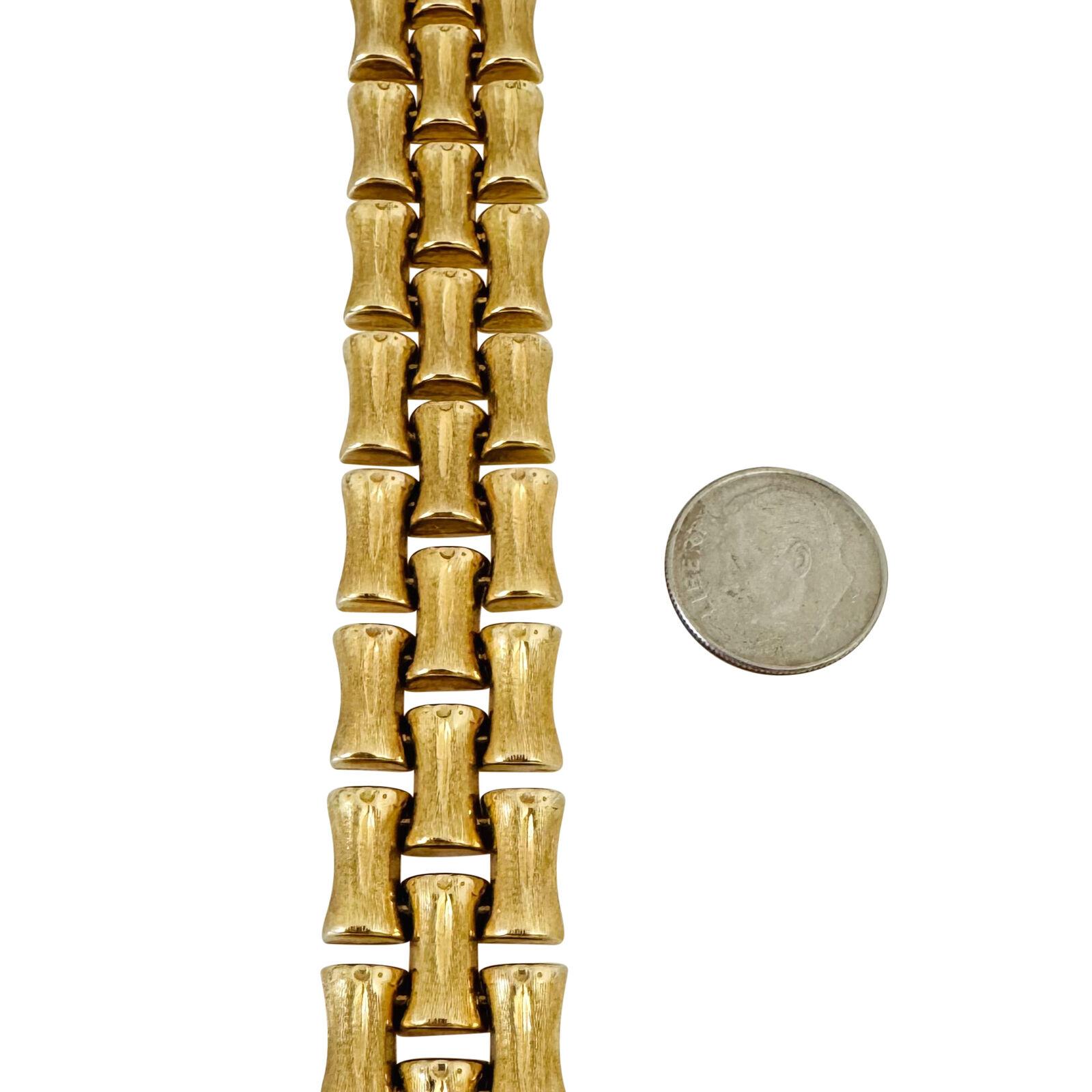 14 Karat Gelbgold Satin Finish Bambus Gliederarmband Italien Damen