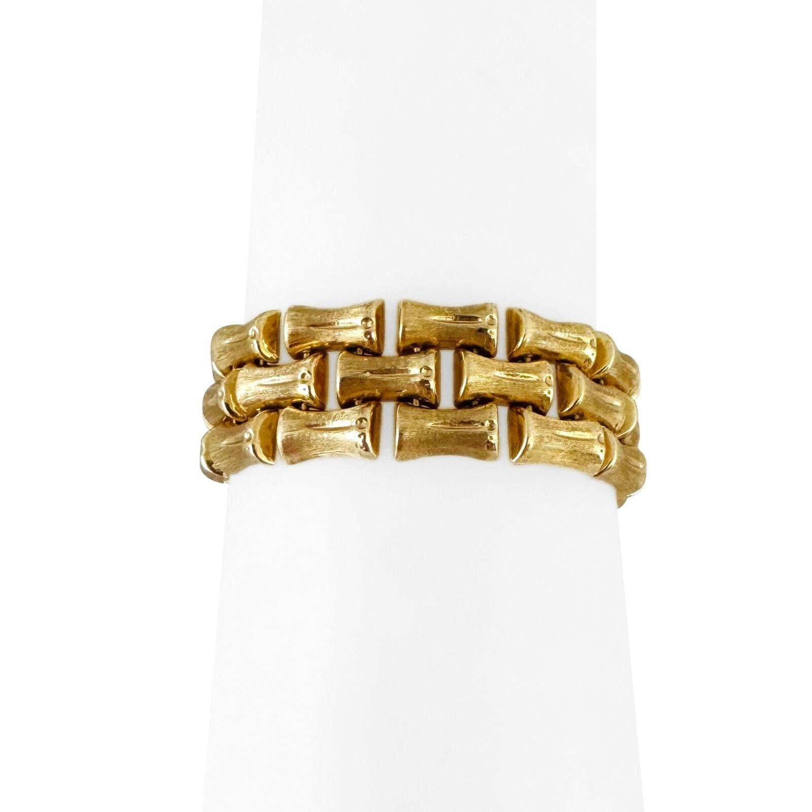 14 Karat Gelbgold Satin Finish Bambus Gliederarmband Italien 3