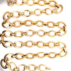 14 Karat Yellow Gold Satin & Polish Link Necklace 34.2 Grams Italian