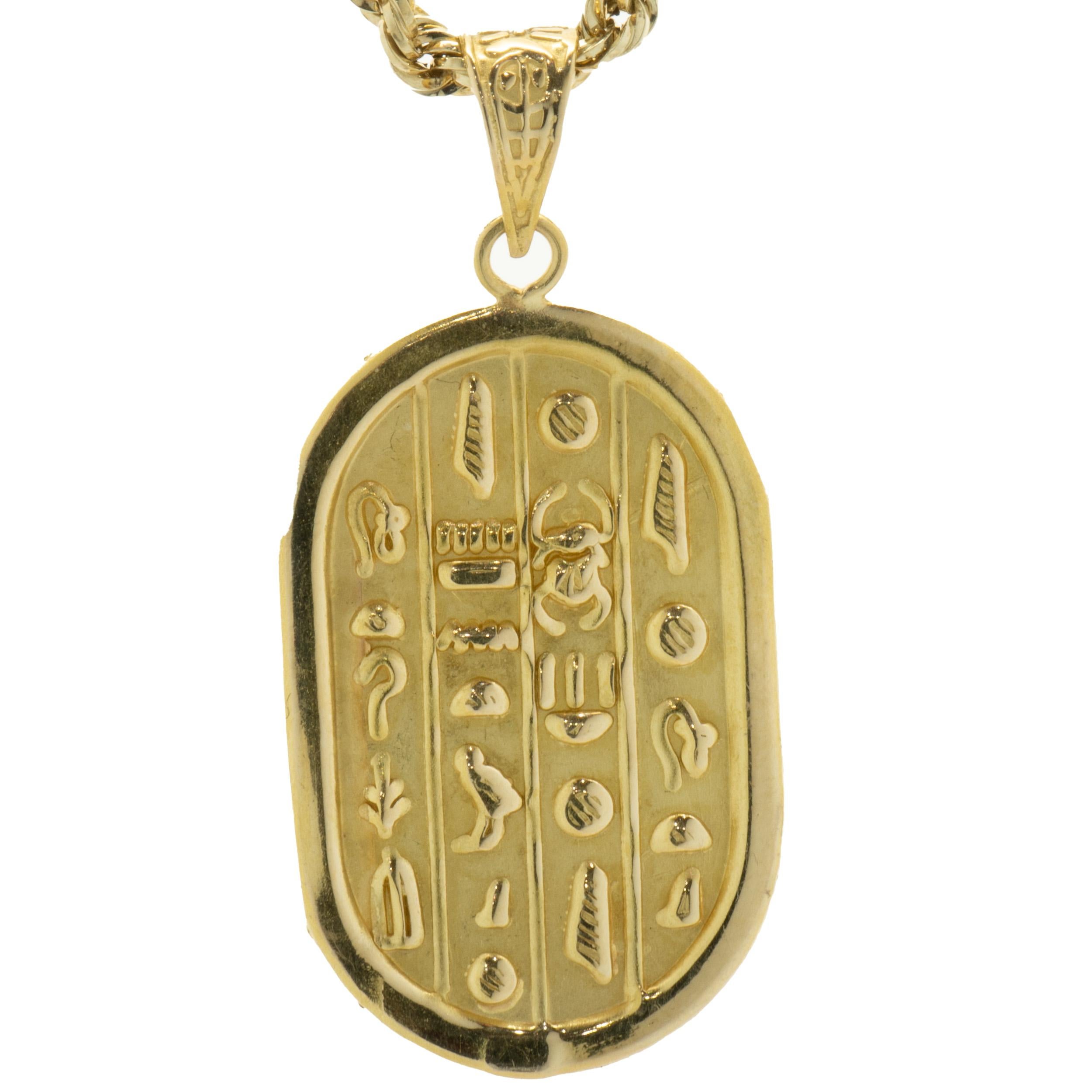 14 Karat Yellow Gold Scarab Necklace In Excellent Condition For Sale In Scottsdale, AZ