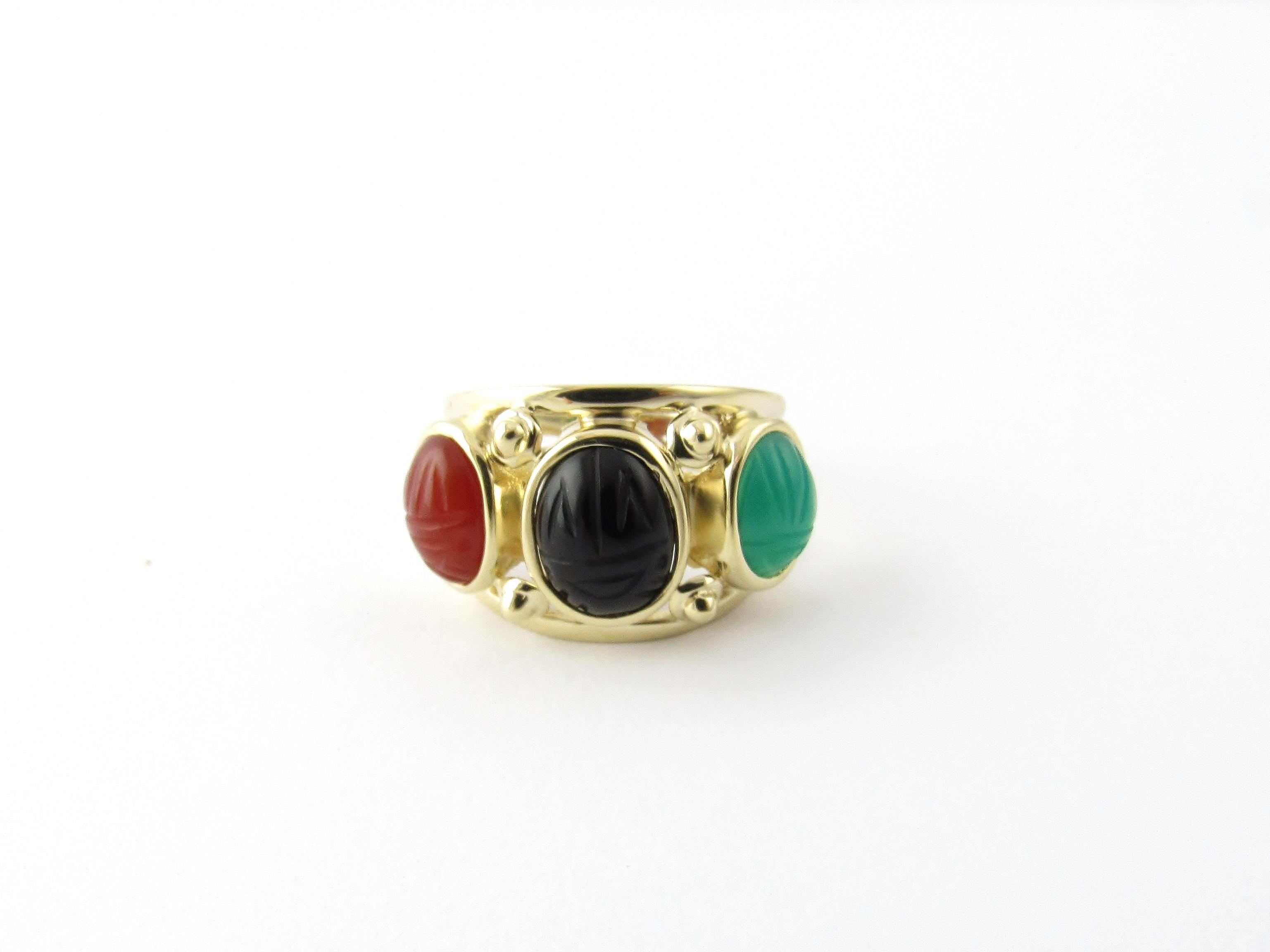 14 Karat Yellow Gold Scarab Ring In Good Condition In Washington Depot, CT