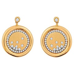 14 Karat Yellow Gold Scattered Diamond Drop Earrings