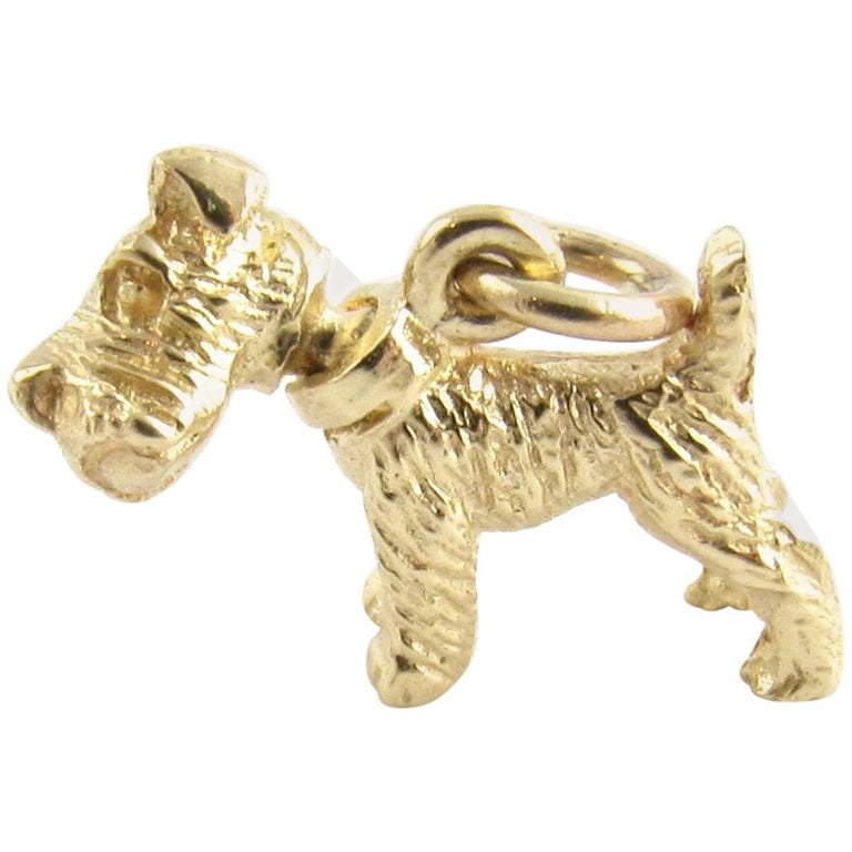 14 Karat Yellow Gold Schnauzer Dog Charm at 1stDibs gold dog charms
