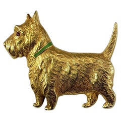 14 Karat Yellow Gold Scottish Terrier Brooch/Pin #19047