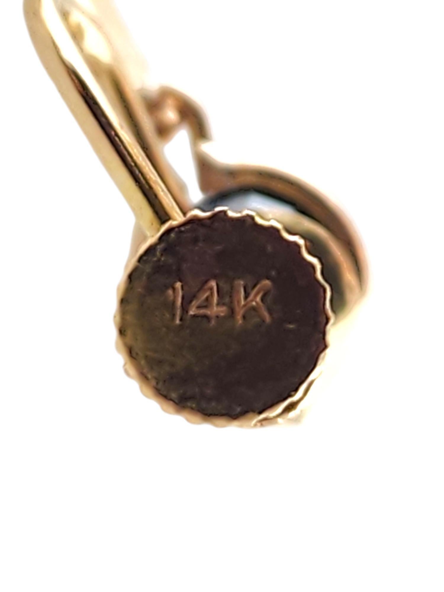 Women's 14 Karat Yellow Gold Screw Back Dangle Hematite Earrings #18569 For Sale