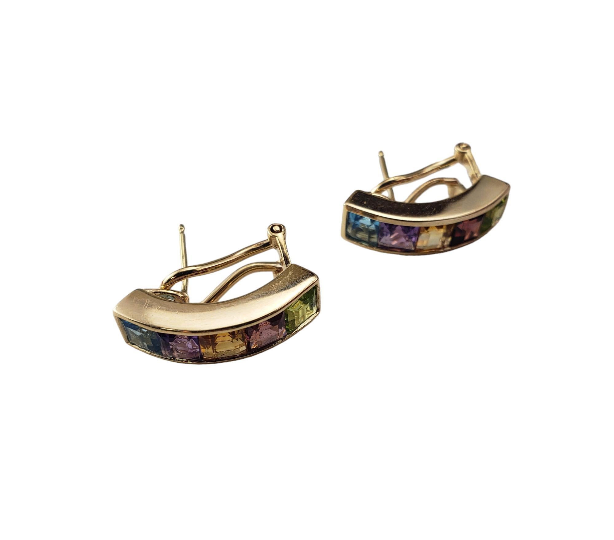 Boucles d'oreilles en or jaune 14 carats avec pierres semi-précieuses taille Princesse #18394 en vente 6