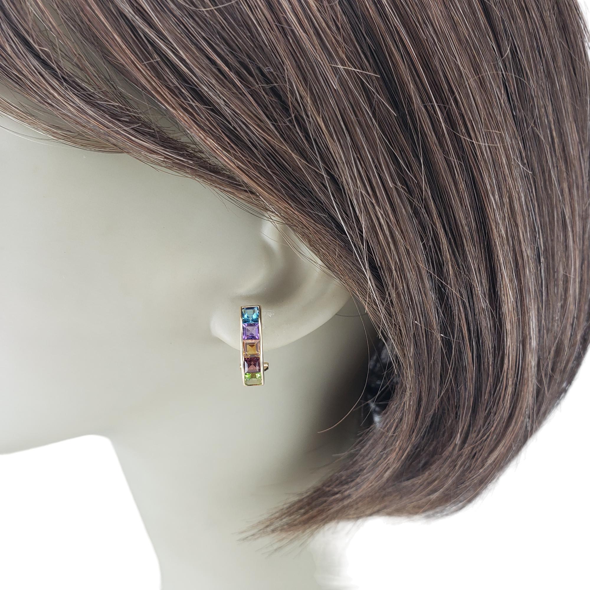 Boucles d'oreilles en or jaune 14 carats avec pierres semi-précieuses taille Princesse #18394 en vente 1