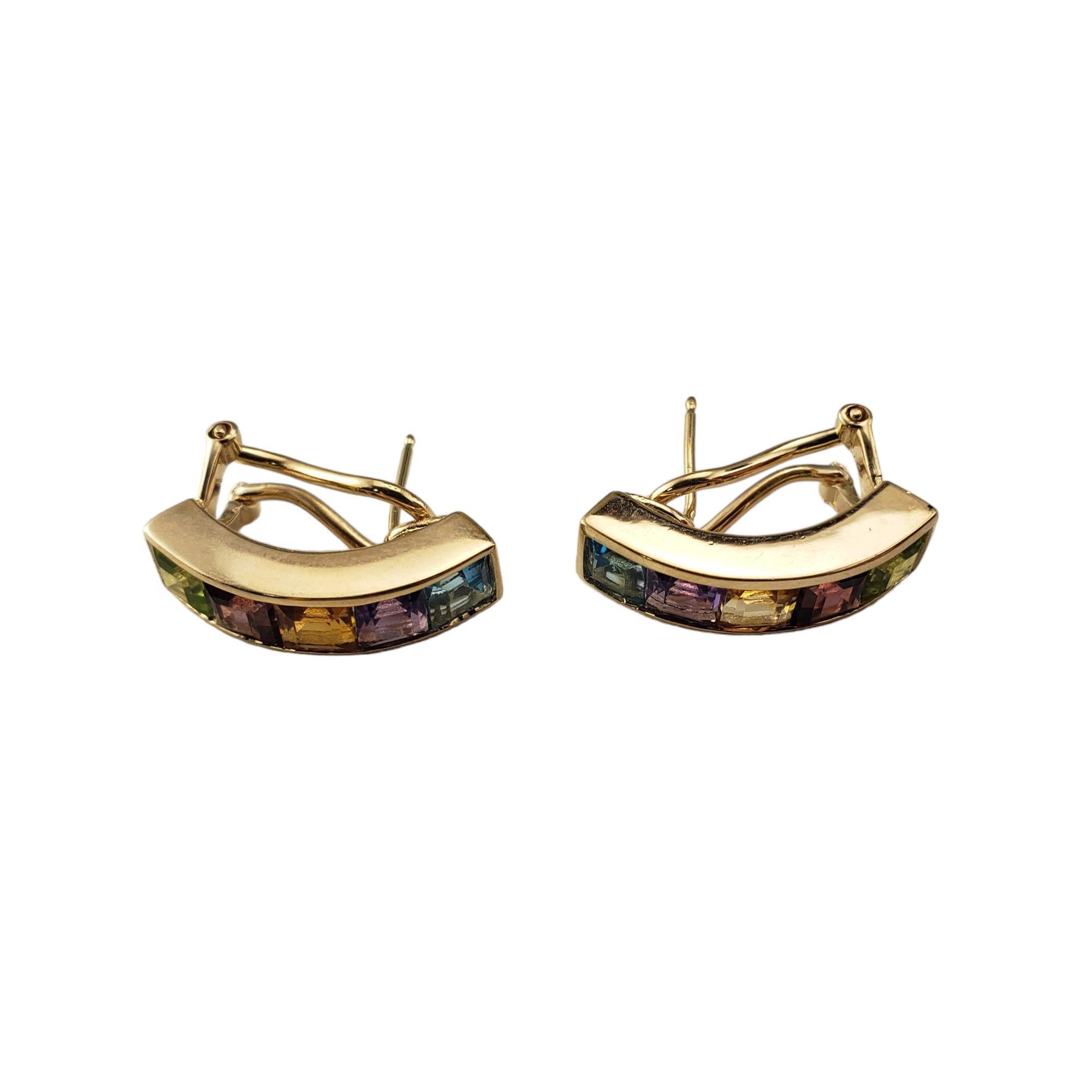 Boucles d'oreilles en or jaune 14 carats avec pierres semi-précieuses taille Princesse #18394 en vente 3