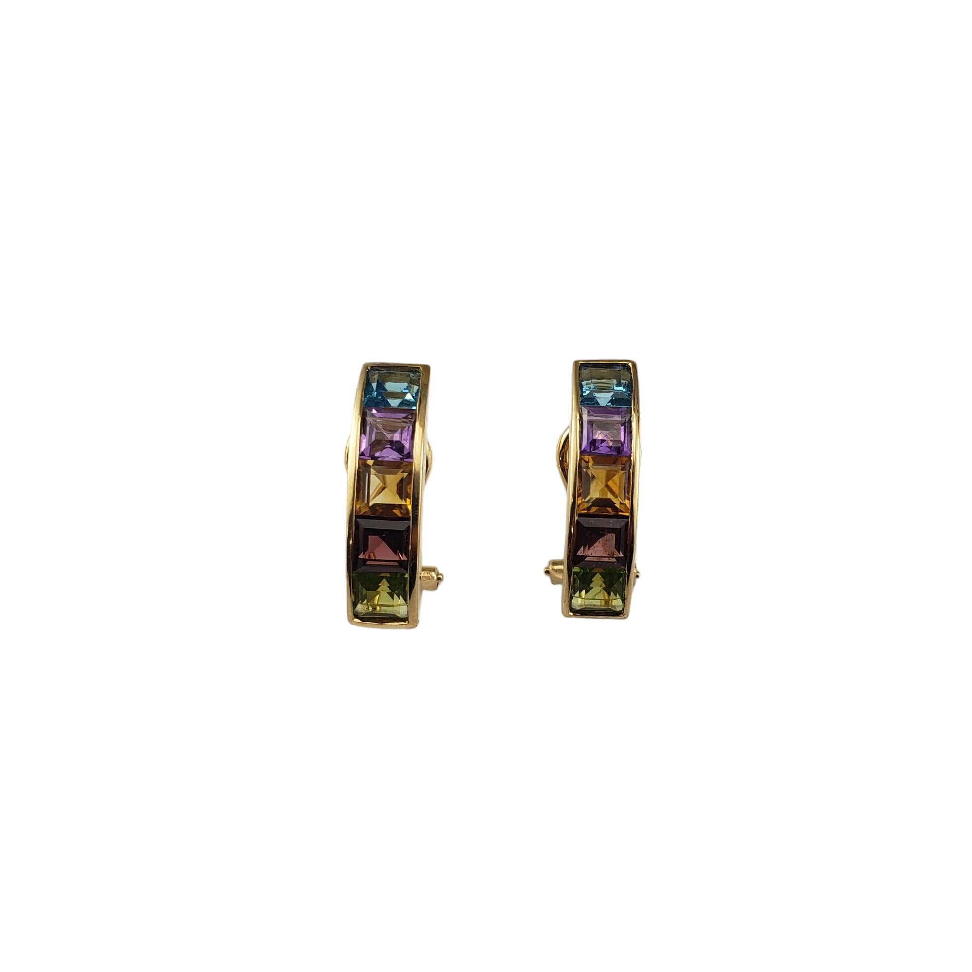 Boucles d'oreilles en or jaune 14 carats avec pierres semi-précieuses taille Princesse #18394 en vente 4