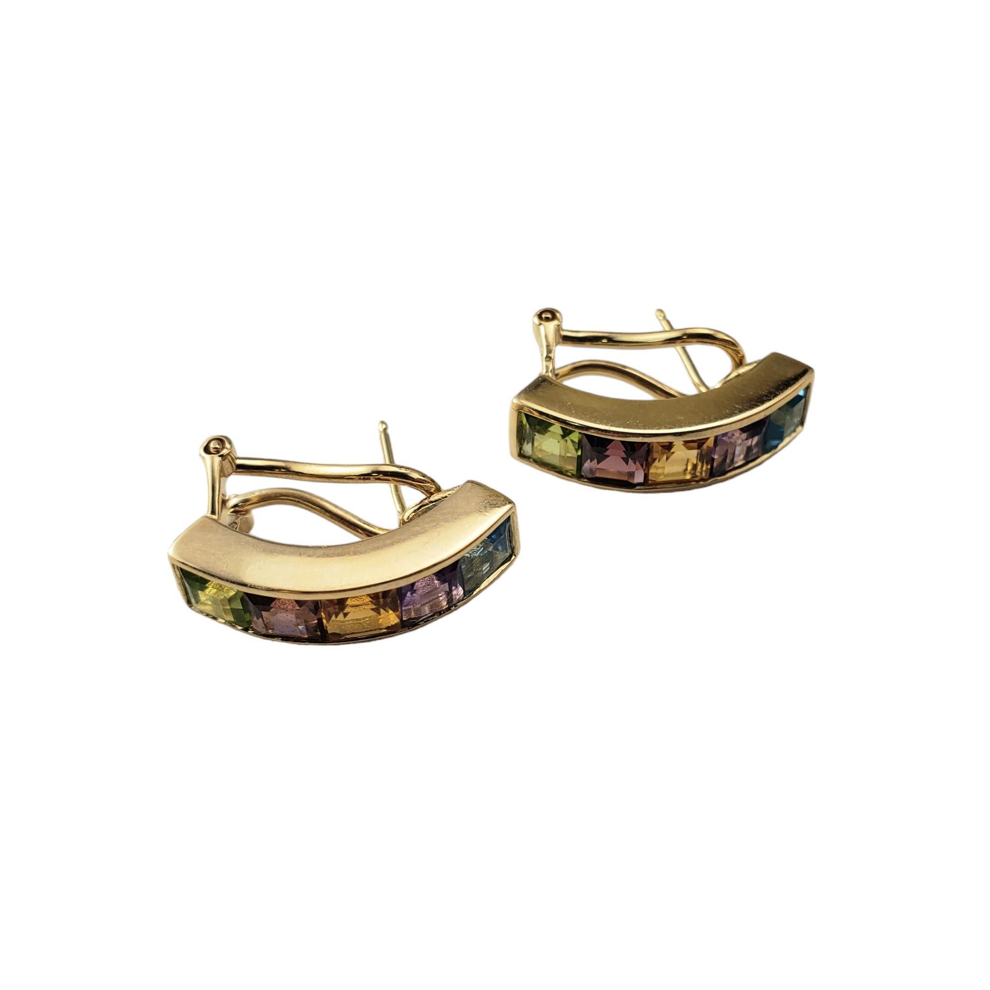 Boucles d'oreilles en or jaune 14 carats avec pierres semi-précieuses taille Princesse #18394 en vente 5