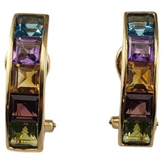 14 Karat Gelbgold Halbedelstein-Ohrringe mit Princesse-Schliff #18394