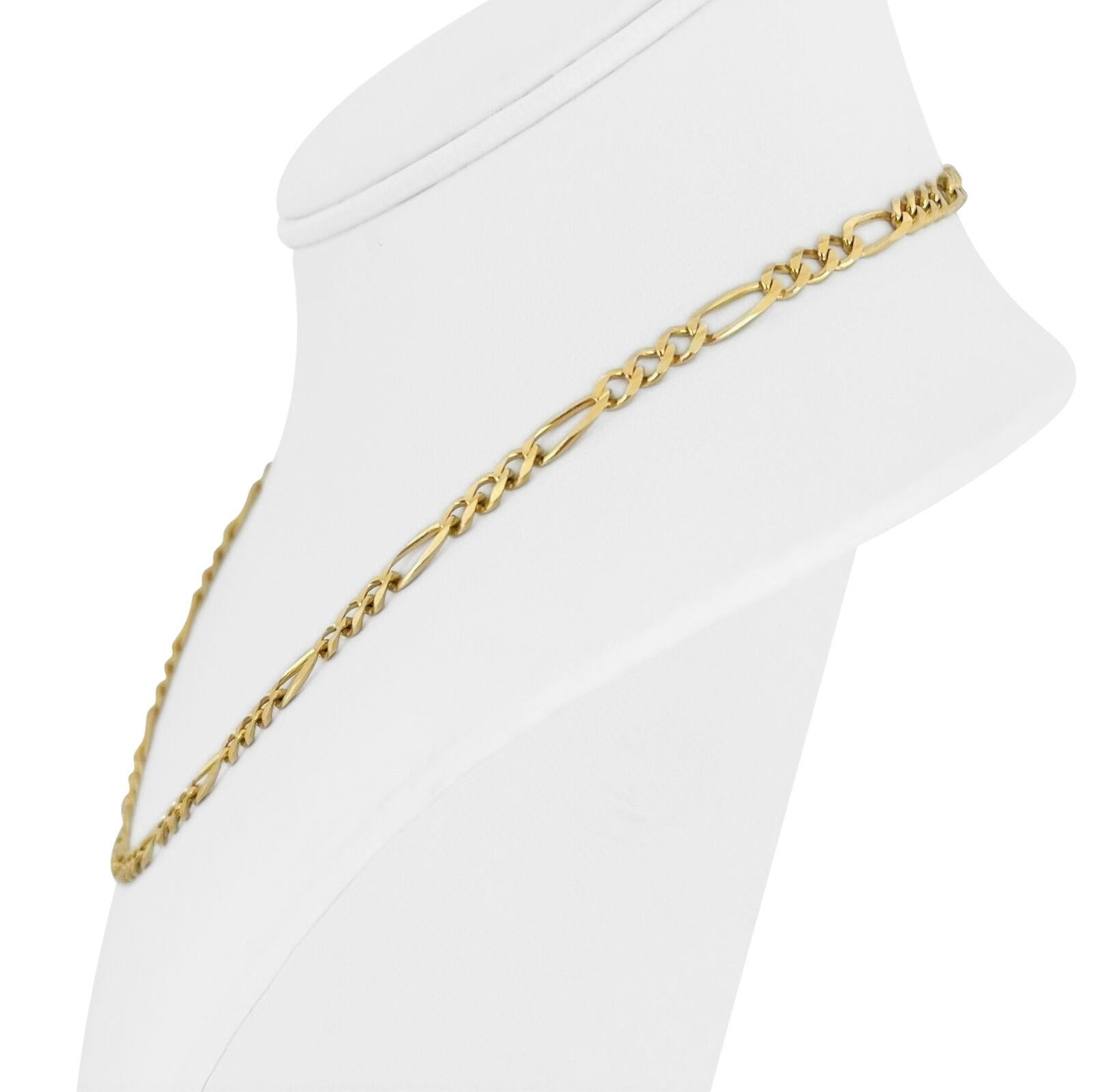 14k Yellow Gold 13.8g Semi Solid 4.5mm Figaro Link Chain Necklace Italy 18