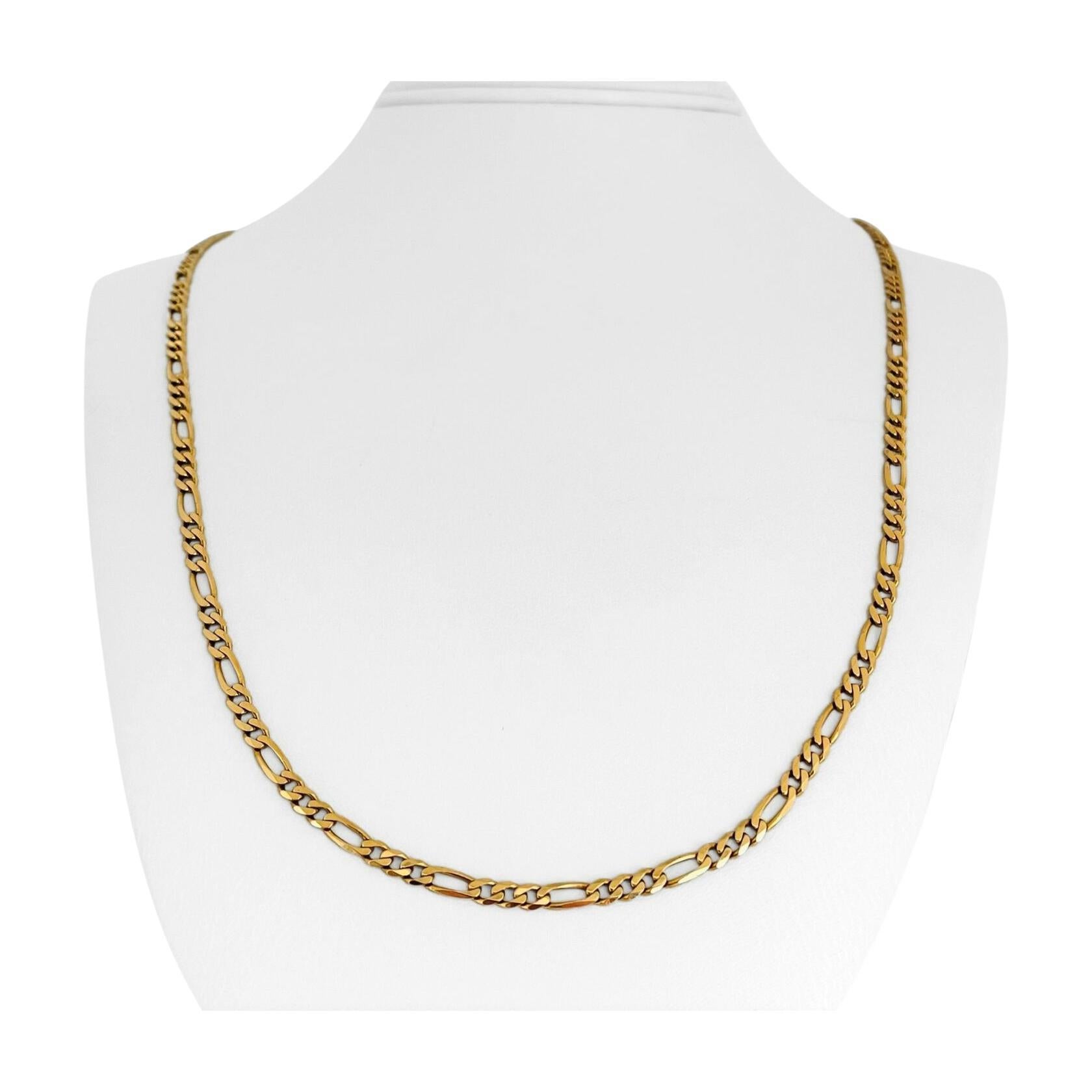 14 Karat Yellow Gold Semi Solid Figaro 