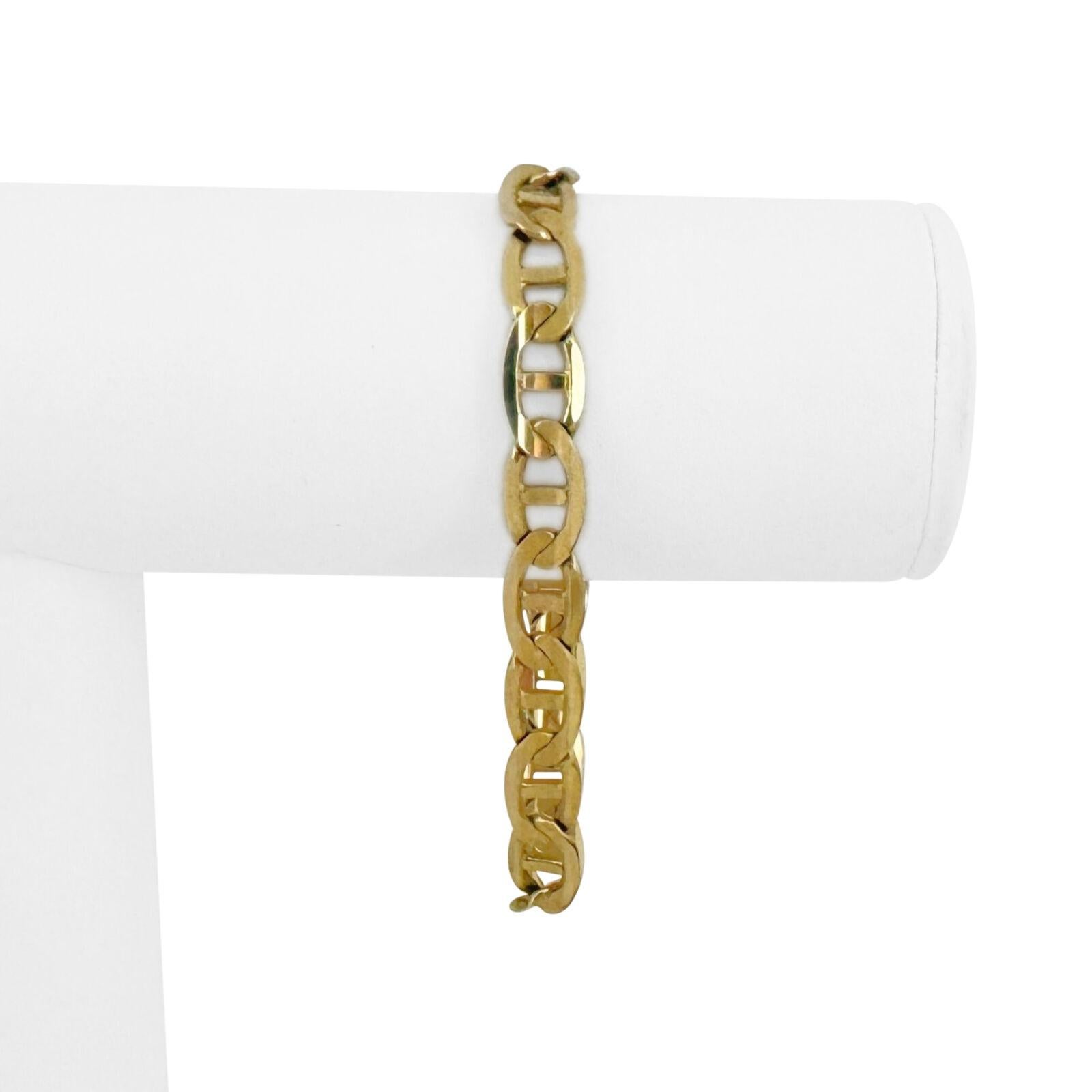 14k Yellow Gold 20.2g Semi Solid 8mm Mariner Gucci Link Bracelet Italy 8