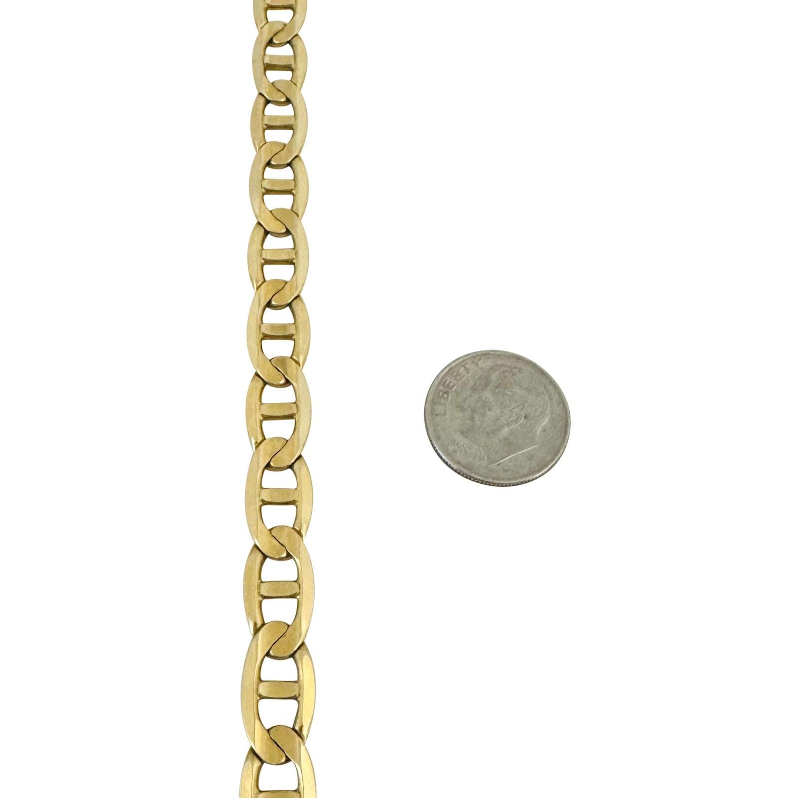 Women's or Men's 14 Karat Yellow Gold Semi Solid Mariner Gucci Link Bracelet Italy