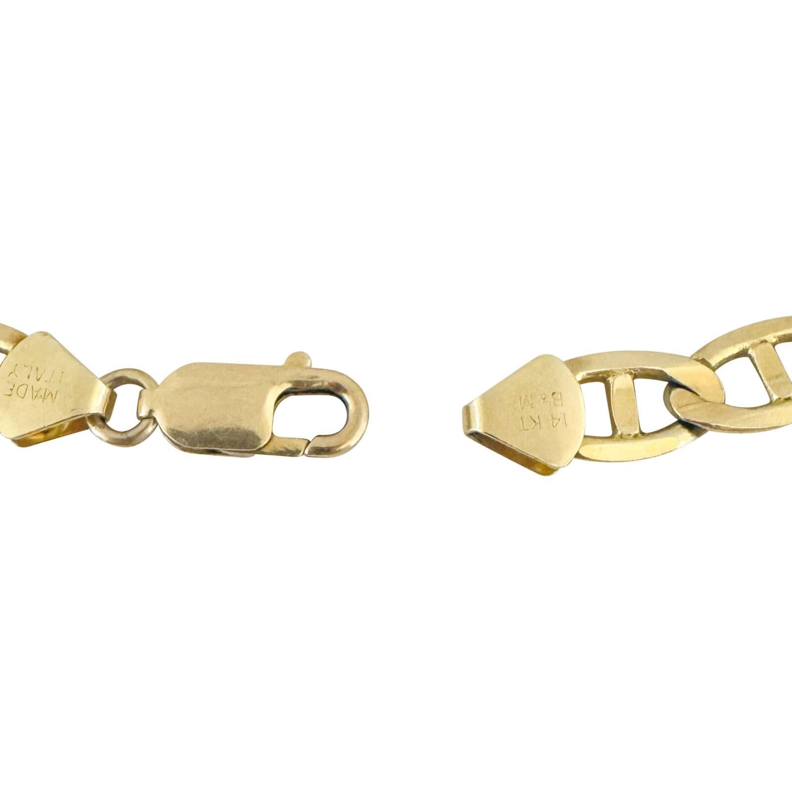 14 Karat Yellow Gold Semi Solid Mariner Gucci Link Bracelet Italy 1