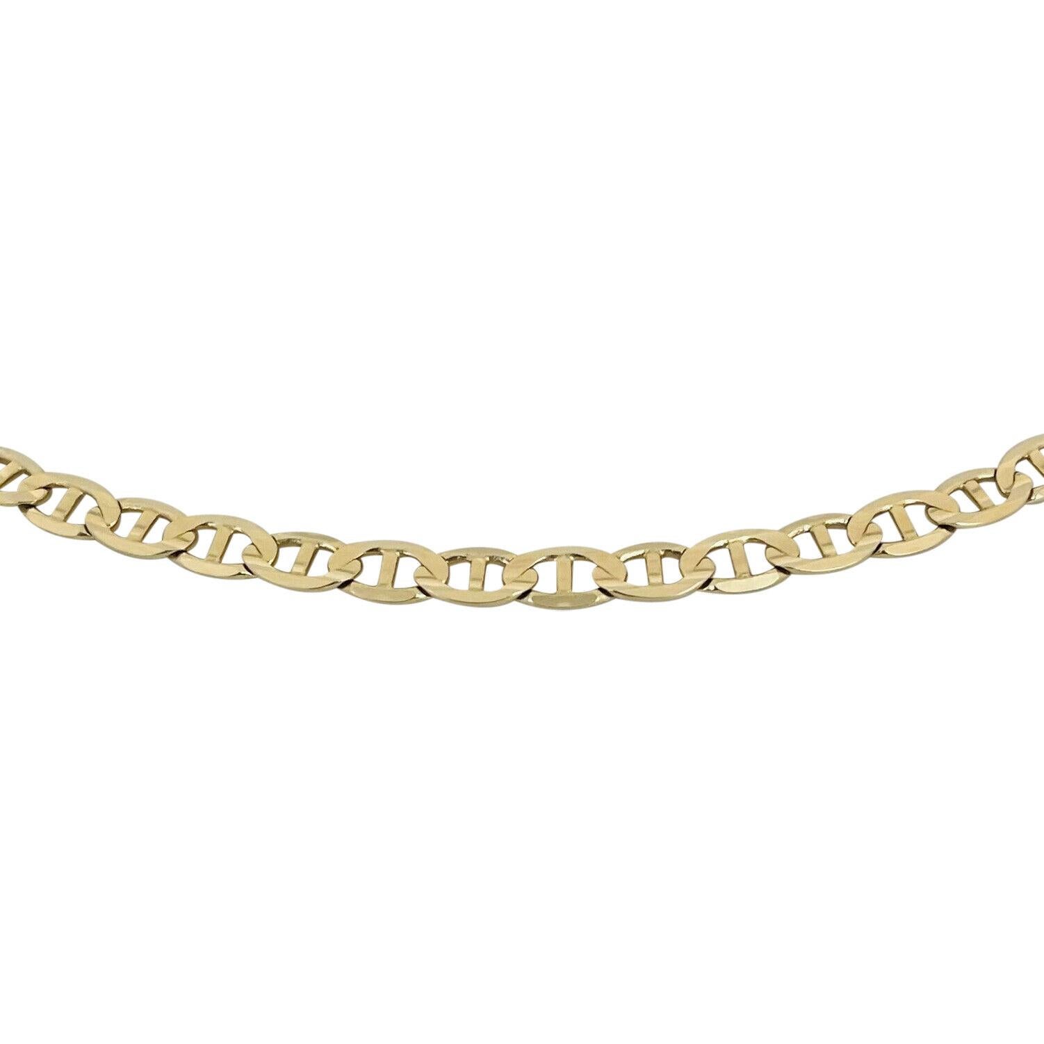 14 Karat Yellow Gold Semi Solid Mariner Gucci Link Chain Necklace Italy In Good Condition In Guilford, CT