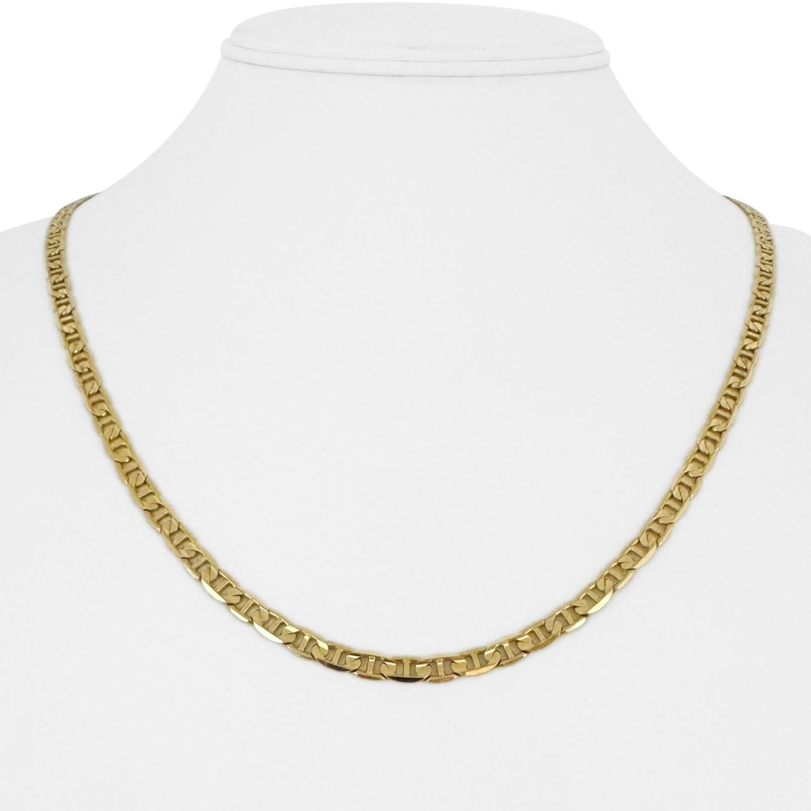 14 Karat Yellow Gold Semi Solid Mariner Gucci Link Necklace Italy 6