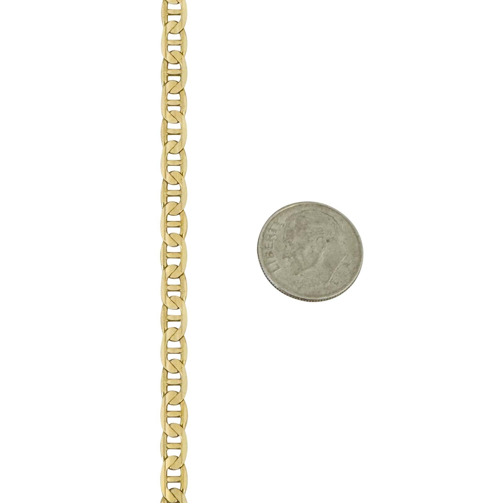 Women's or Men's 14 Karat Yellow Gold Semi Solid Mariner Gucci Link Necklace Italy