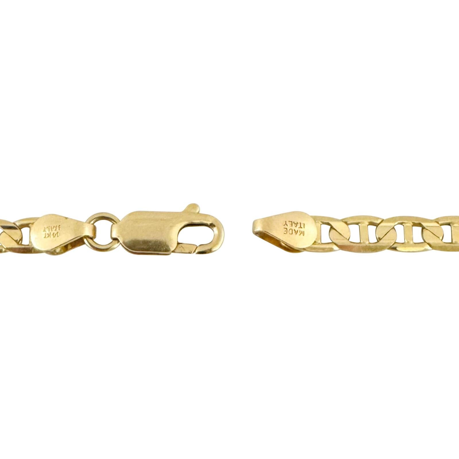 14 Karat Yellow Gold Semi Solid Mariner Gucci Link Necklace Italy 2