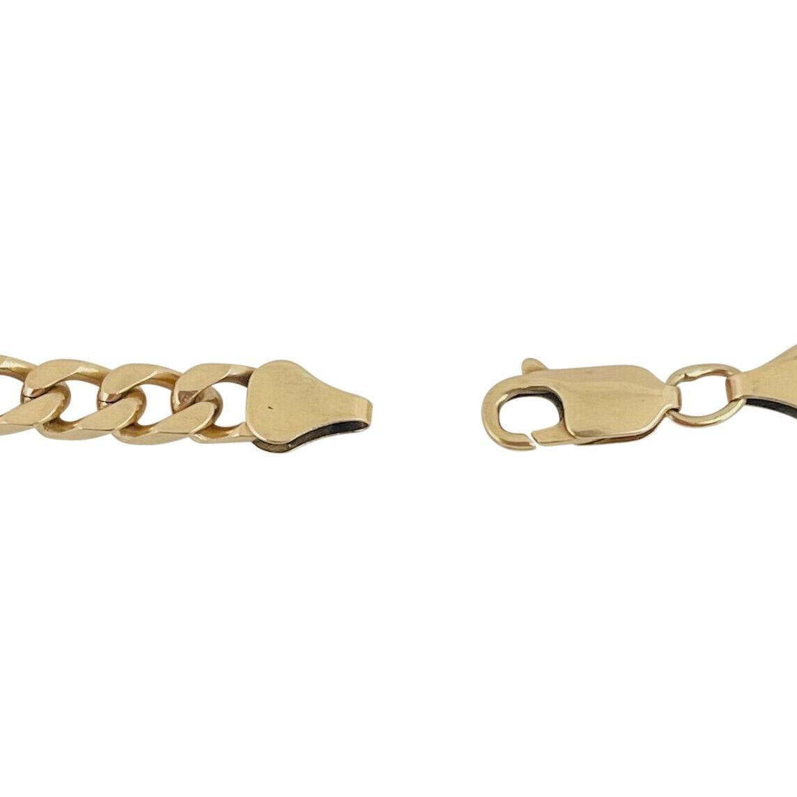 14 Karat Yellow Gold Semi Solid Men's Curb Link Bracelet For Sale 2