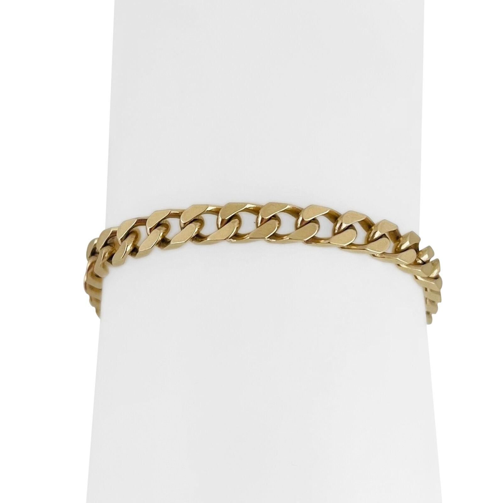 14 Karat Yellow Gold Semi Solid Men's Curb Link Bracelet For Sale 4
