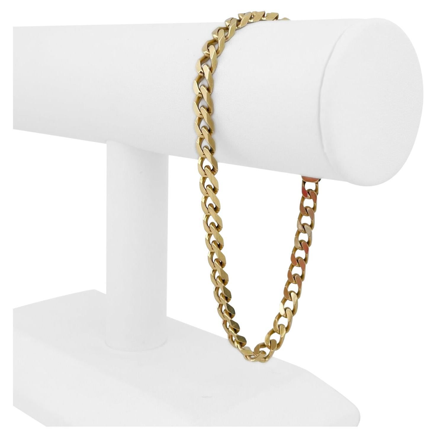 14 Karat Yellow Gold Semi Solid Men's Curb Link Bracelet For Sale