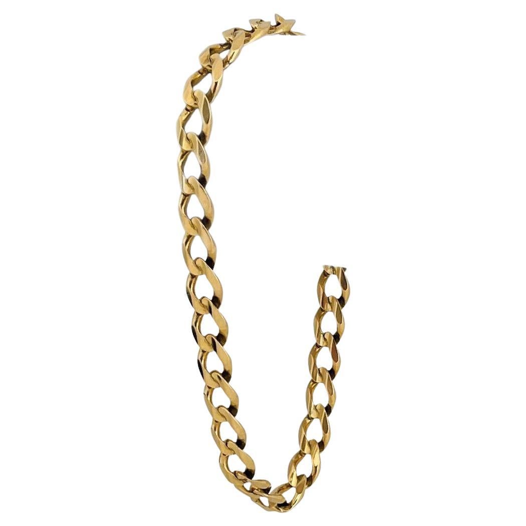 14 Karat Yellow Gold Solid Heavy Thick Men's Curb Link Bracelet Italy