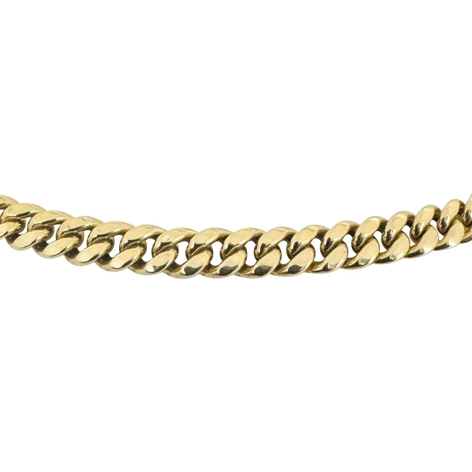 14 Karat Yellow Gold Semi Solid Polished Cuban Link Chain Necklace In Good Condition In Guilford, CT