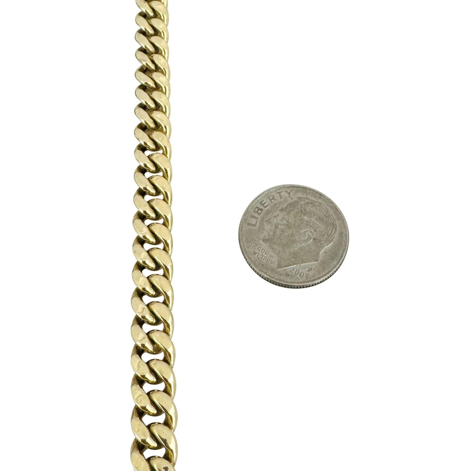 14 Karat Yellow Gold Semi Solid Polished Cuban Link Chain Necklace 1