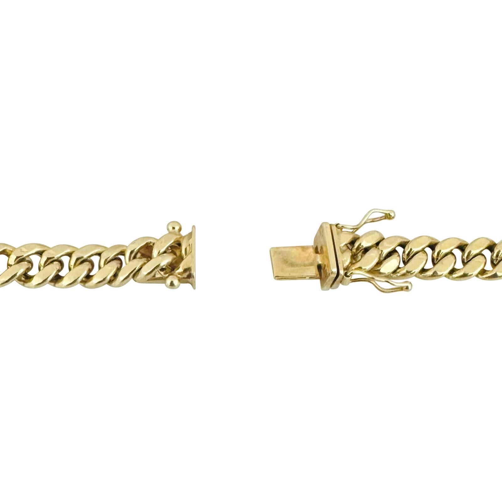 14 Karat Yellow Gold Semi Solid Polished Cuban Link Chain Necklace 3