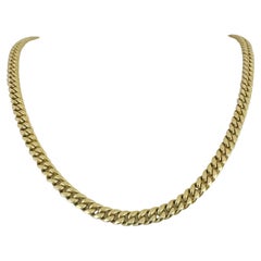 14 Karat Yellow Gold Semi Solid Polished Cuban Link Chain Necklace