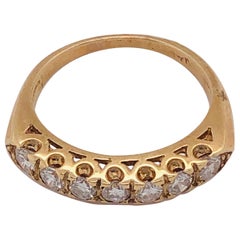 Anello nuziale in oro giallo 14 carati con sette diamanti 0,70 TDW
