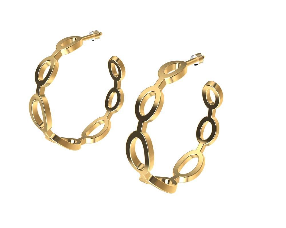 Contemporary 14 Karat Yellow Gold Seven Oval Hoop Earrings For Sale