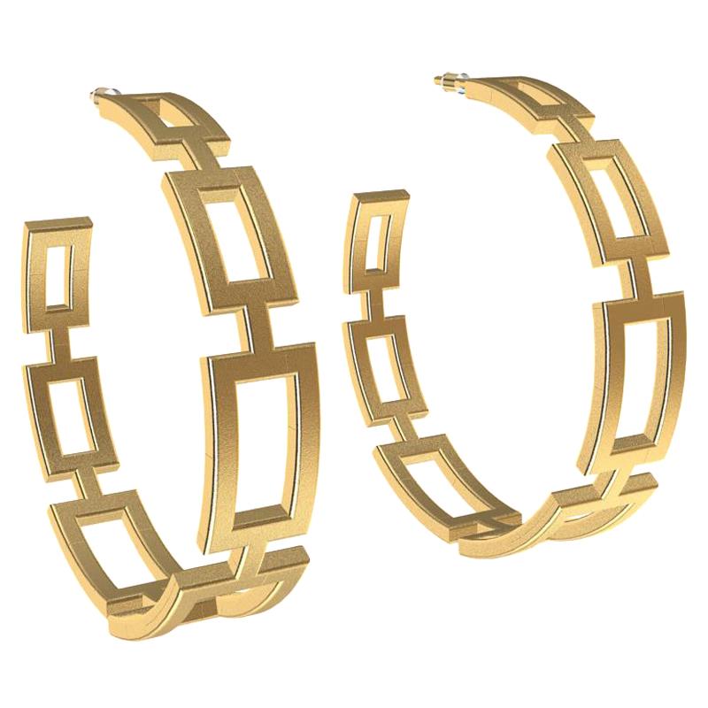 14 Karat Yellow Gold Seven Rectangle Hoops For Sale