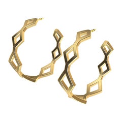 14k Yellow Gold Seven Rhombus Hoops