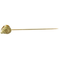 14 Karat Yellow Gold Shell with Pearl Stick Pin