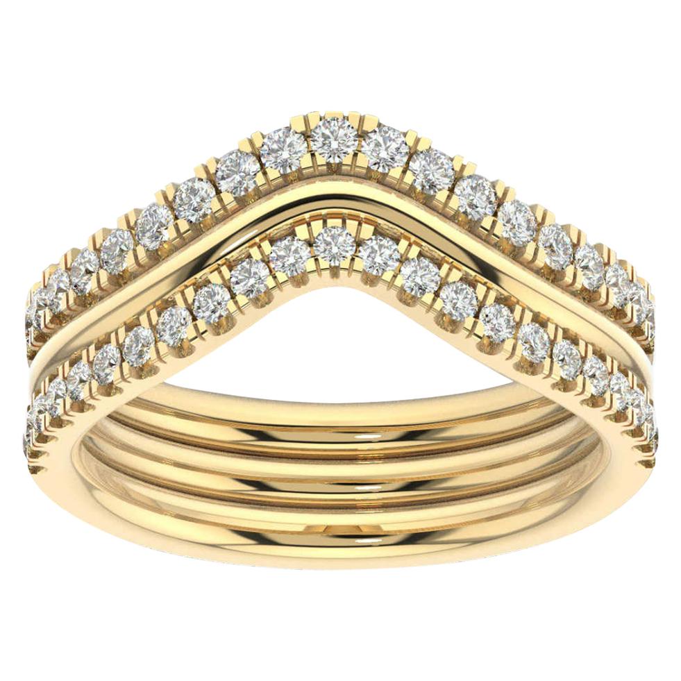 14 Karat Yellow Gold Shila Petite Stackable Diamond Ring '2/5 Carat' For Sale