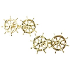 14 Karat Yellow Gold Ship's Wheel Cufflinks